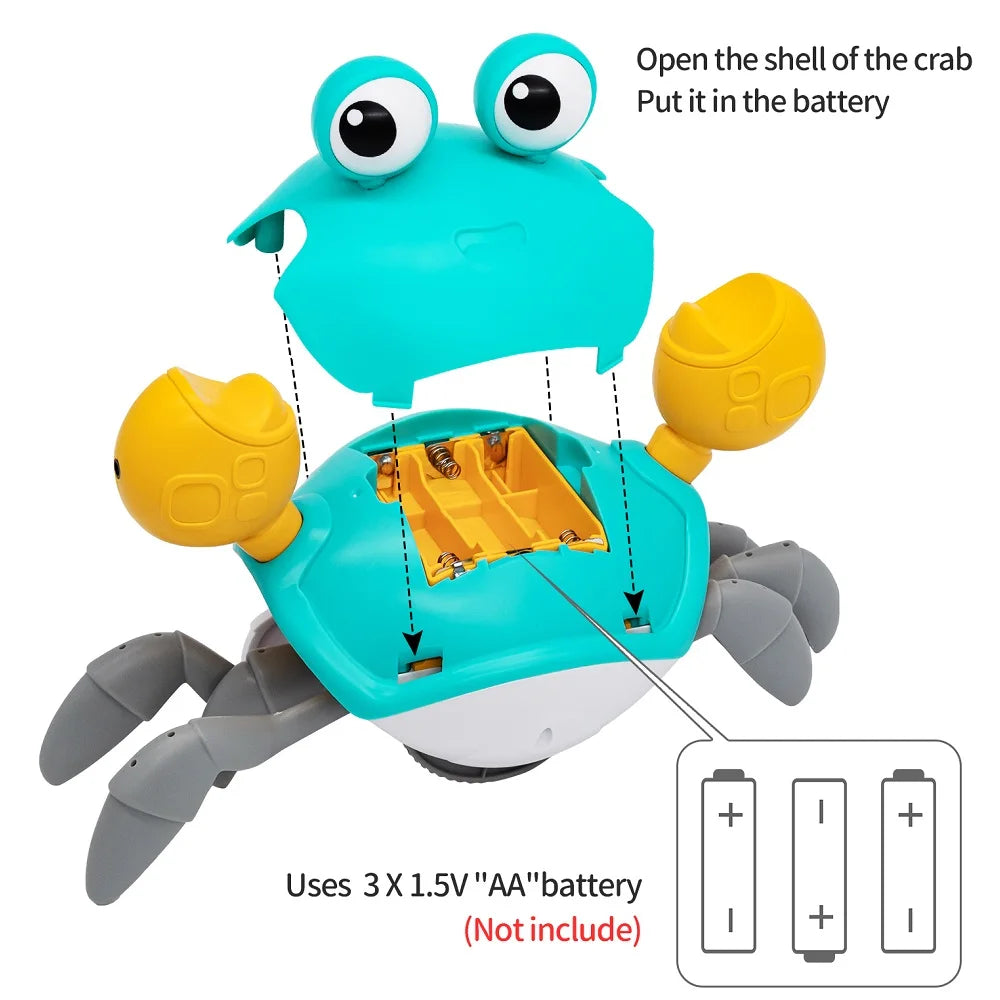 Interactive Crab Toy for Baby Crawling Crab Techno Escape Electronic Toys with Music Toddler Gift